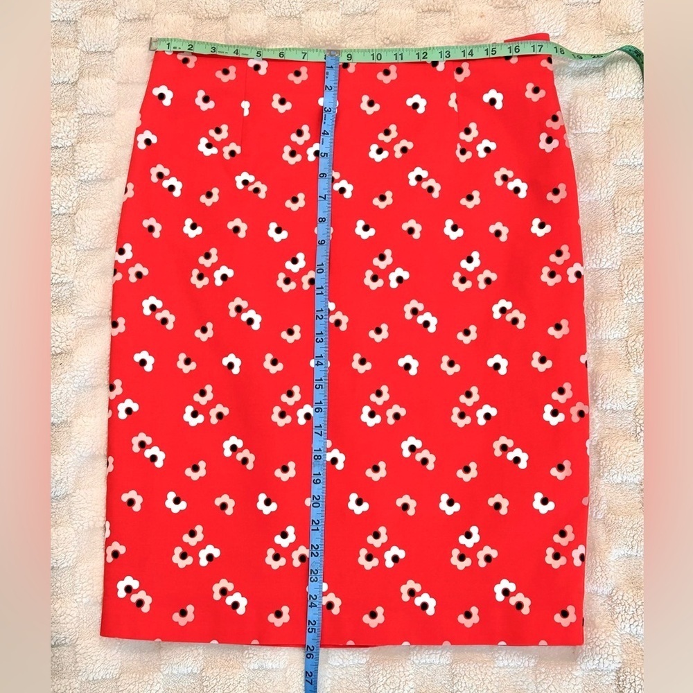 Boden Red Pencil Skirt with White Patterns - Picture 13 of 15
